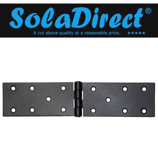 Pack of 1 x 200 Backflap Hinge Black, Steel Back Flap Hinges, Weather Resistant, Rust Proof Powder Coating, Strap Hinges
