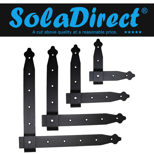 Pack of 2 x Flat Corner L Shape Plate, 300 x 300 mm Black Flat Right Angle Bracket, Decorative, Powder Coated Steel Repair Brace