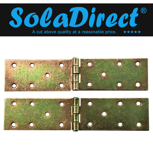 Pack of 2 x 200 mm Backflap Hinge Galvanised, Steel Back Flap Hinges, Weather Resistant, Rust Corrosion Proof, Strap Hinges