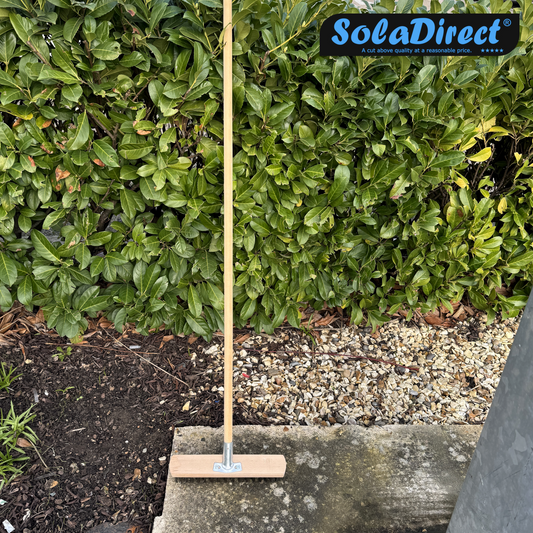 Heavy Duty Wire Broom Deck Scrub Brush with Handle, Garden Broom with Metal Wire Bristles - 30 cm / 12" Stiff Outdoor Brush