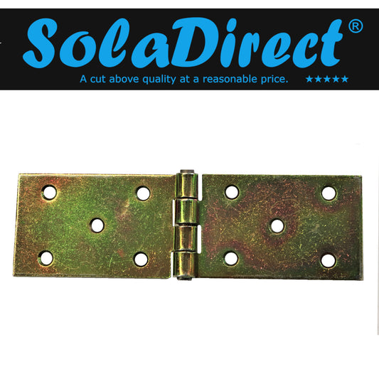 Pack of 1 x 150 mm Backflap Hinge Galvanised, Steel Back Flap Hinges, Weather Resistant, Rust Corrosion Proof, Strap Hinges