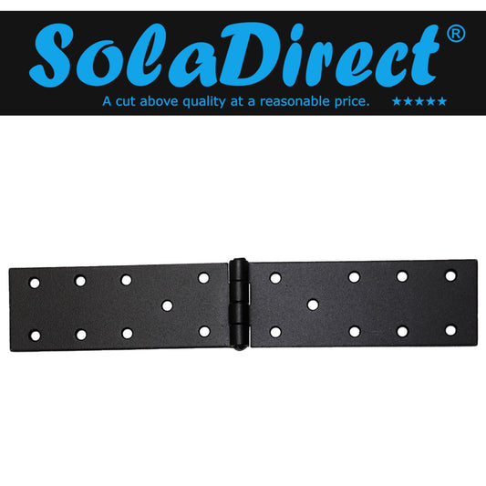 Pack of 1 x 250 Backflap Hinge Black, Steel Back Flap Hinges, Weather Resistant, Rust Proof Powder Coating, Strap Hinges