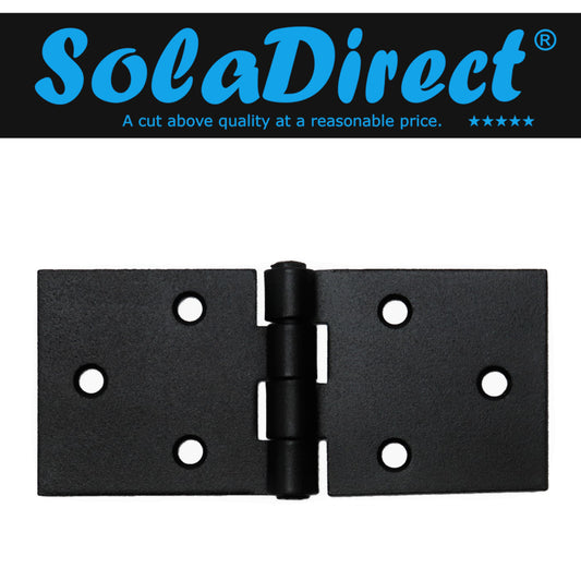 Pack of 1 x 100 Backflap Hinge Black, Steel Back Flap Hinges, Weather Resistant, Rust Proof Powder Coating, Strap Hinges
