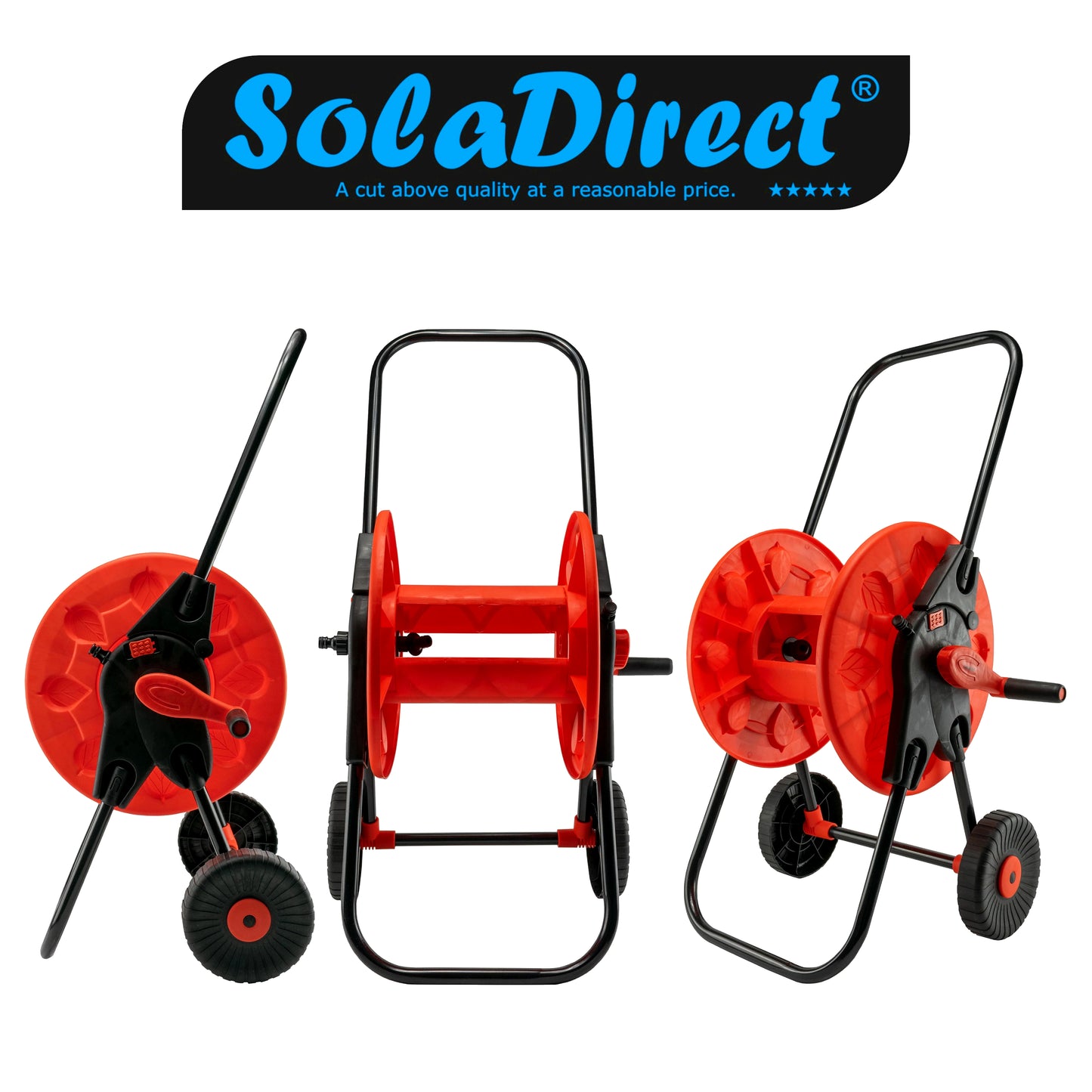 Heavy-Duty Garden Hose Reel Cart - Portable Water Hose Pipe Storage with Easy Crank Handle & Wheels - Holds 60m x 1/2" Hose