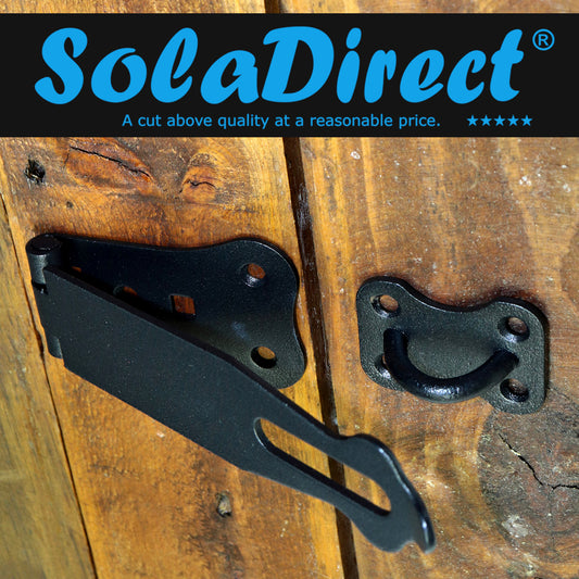 Door Latch Hasp and Staple - Heavy Duty Garage/Gate/Garden Clasp Padlock - Metal Powder Coated Security Locks - 150 mm (6 inch)