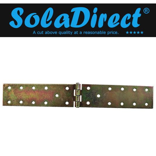 Pack of 1 x 300 mm Backflap Hinge Galvanised, Steel Back Flap Hinges, Weather Resistant, Rust Corrosion Proof, Strap Hinges