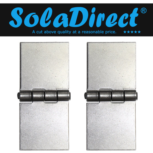 Pack of 2 x Heavy Duty Weldable Solid Steel Hinges, 45 x 100 mm Welding Long Lasting Steel Butt Hinges, 2 mm Thick Weld On Hinges