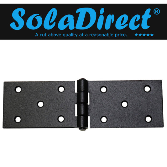 Pack of 1 x 150 Backflap Hinge Black, Steel Back Flap Hinges, Weather Resistant, Rust Proof Powder Coating, Strap Hinges