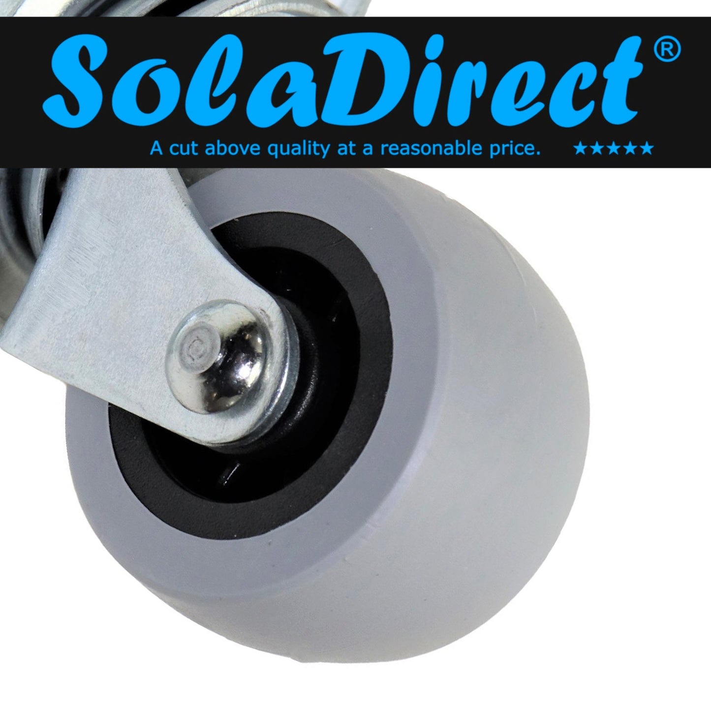 Pack of 1 x Heavy-Duty Furniture Caster Wheel 40 mm - Rubber, Ball Bearings, Smooth Rolling, Swivel Plate, No-Scratch