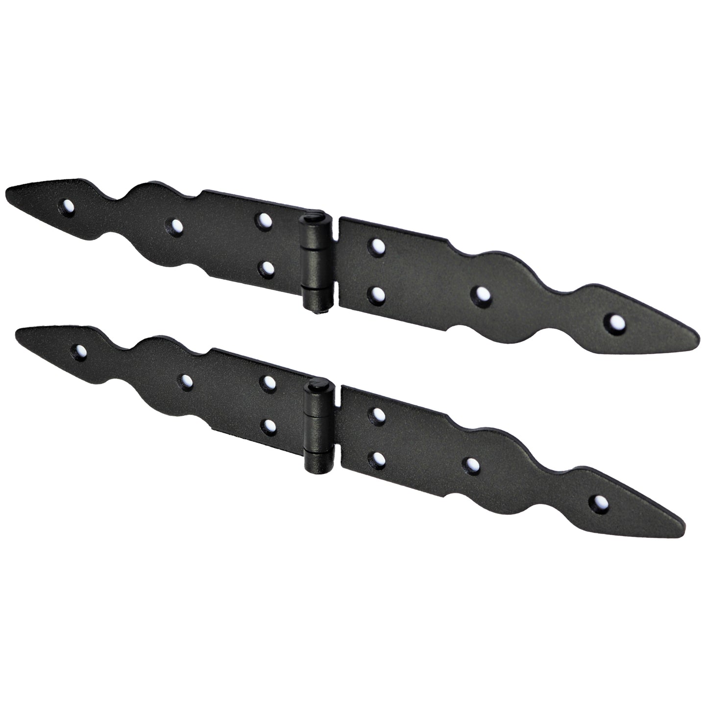 2 Pcs x 150+150 mm Backflap Hinge Black, Retro Steel Back Flap Hinges, Weather Resistant, Rust Proof Powder Coating, Strap Hinges