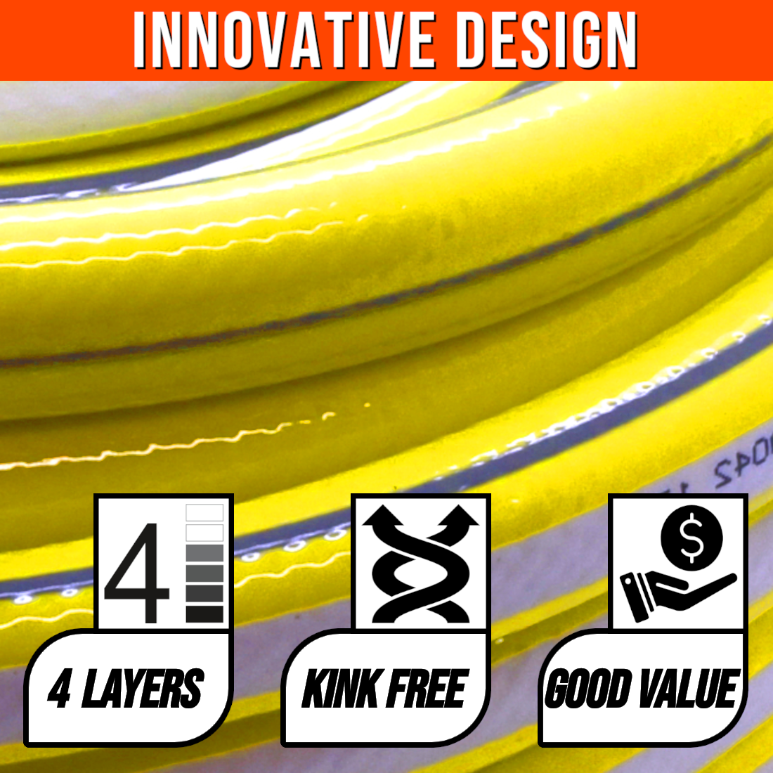 20 m / 65 ft Garden Hose Pipe - 1/2" Anti-Kink 4-Layer Reinforced Non-Toxic Phthalate-Free PVC Hosepipe - Watering Tube - Yellow