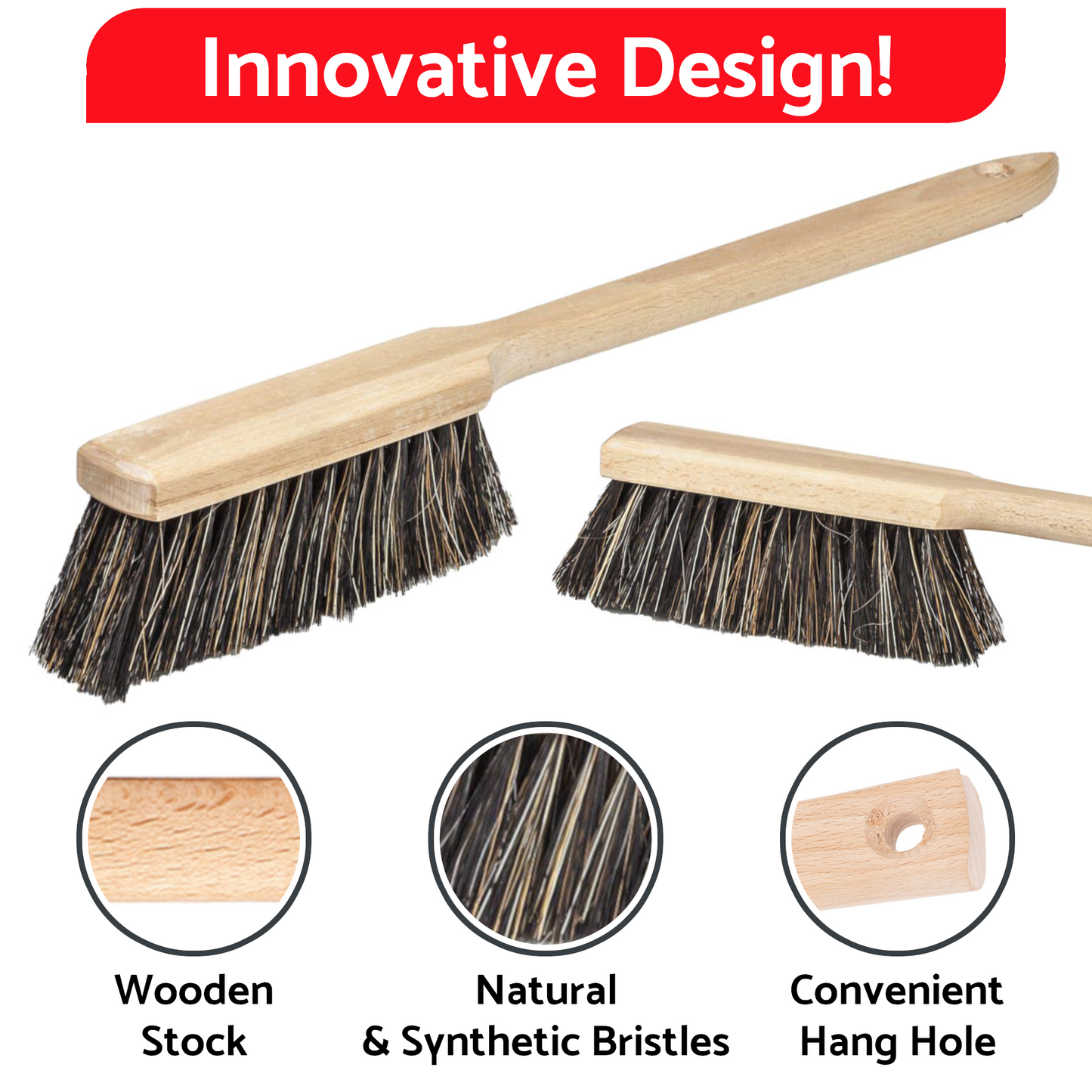 Universal Long Handled Brush & Dustpan Set - Heavy Duty, Rust Resistant
