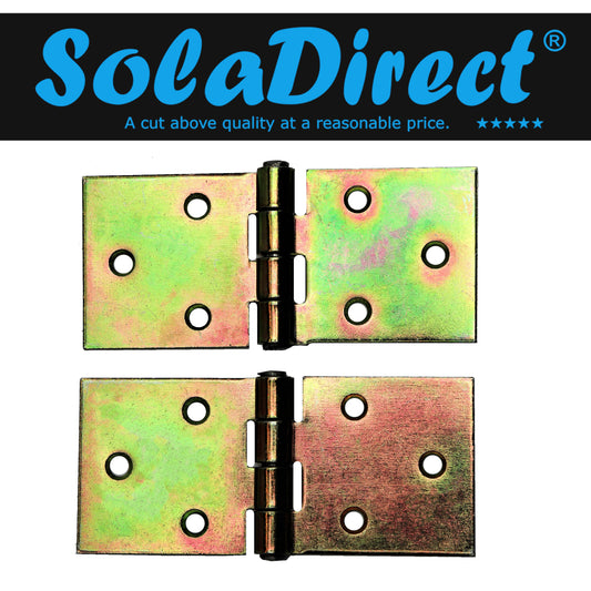 Pack of 2 x 100 mm Backflap Hinge Galvanised, Steel Back Flap Hinges, Weather Resistant, Rust Corrosion Proof, Strap Hinges