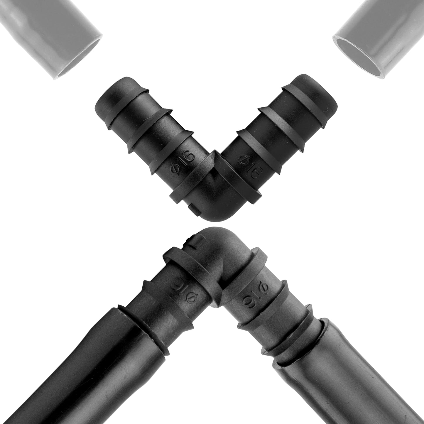 Irrigation Pipe Connectors Kit - Mixed Barb Fittings for 1/2" Hose Pipe - Elbows, Tees, Plugs, Joiners - Drip Irrigation Fittings