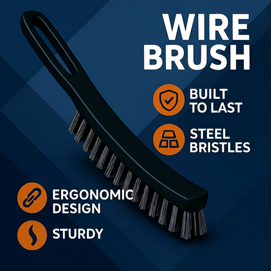 Heavy Duty Steel Wire Brush 25 cm - Curved Hand Wire Brush for Rust and Paint Removal - Stiff Steel Bristles for Welding Prep