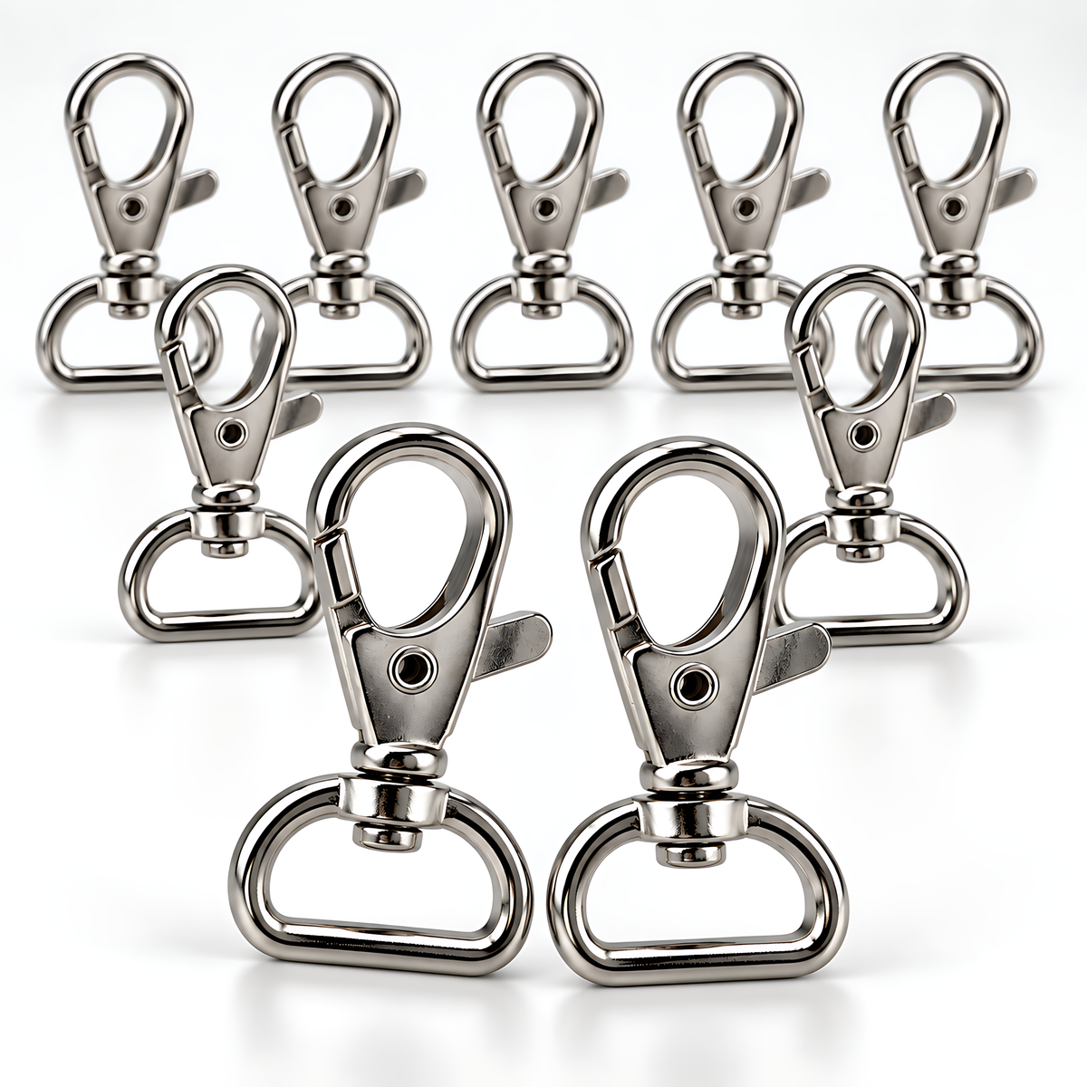 10 Pack 20mm Metal Swivel Snap Hooks for Bag Straps, Lanyards, Webbing, Handbags, Wristlets, Key Fobs, Sewing, Crafts, 5mm Metal Opening