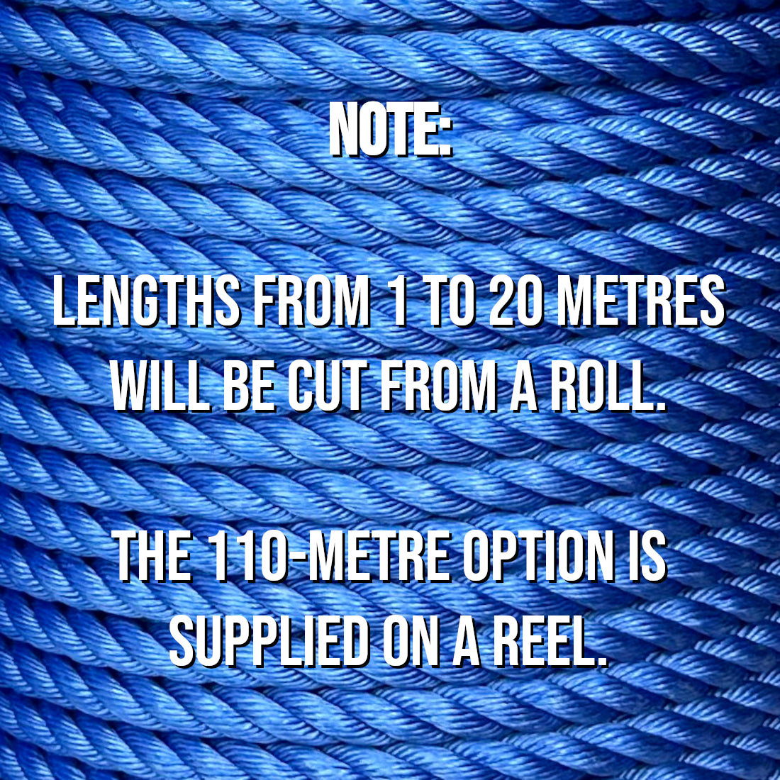20 m / 65.6 ft x 8 mm Blue Polypropylene Rope - Strong Weatherproof Cord for Marine, Garden, Camping, DIY, Barrier, Mooring Use