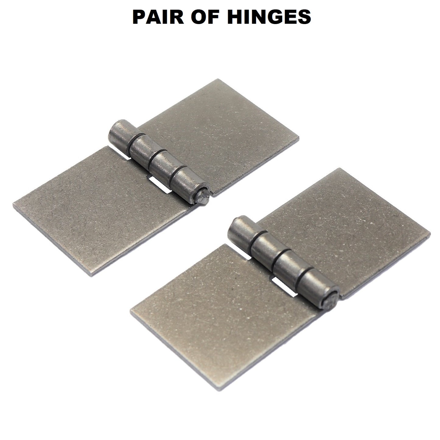 Pack of 2 x Heavy Duty Weldable Solid Steel Hinges, 45 x 100 mm Welding Long Lasting Steel Butt Hinges, 2 mm Thick Weld On Hinges