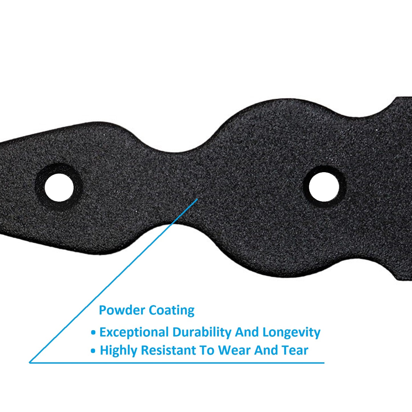 Pack of 2 x 200 mm Narrow T-Hinge Black, Vintage Steel Tee Hinges, Weather Resistant, Rust Proof Powder Coating, T Strap Hinges