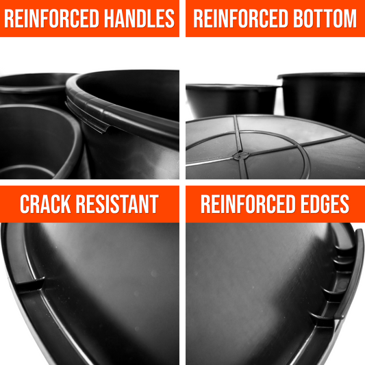 90 Litre Heavy Duty Multi Tub Bucket - 63 x 63 x 40 cm Round Black Utility Container for Agriculture, Gardening, Equestrian