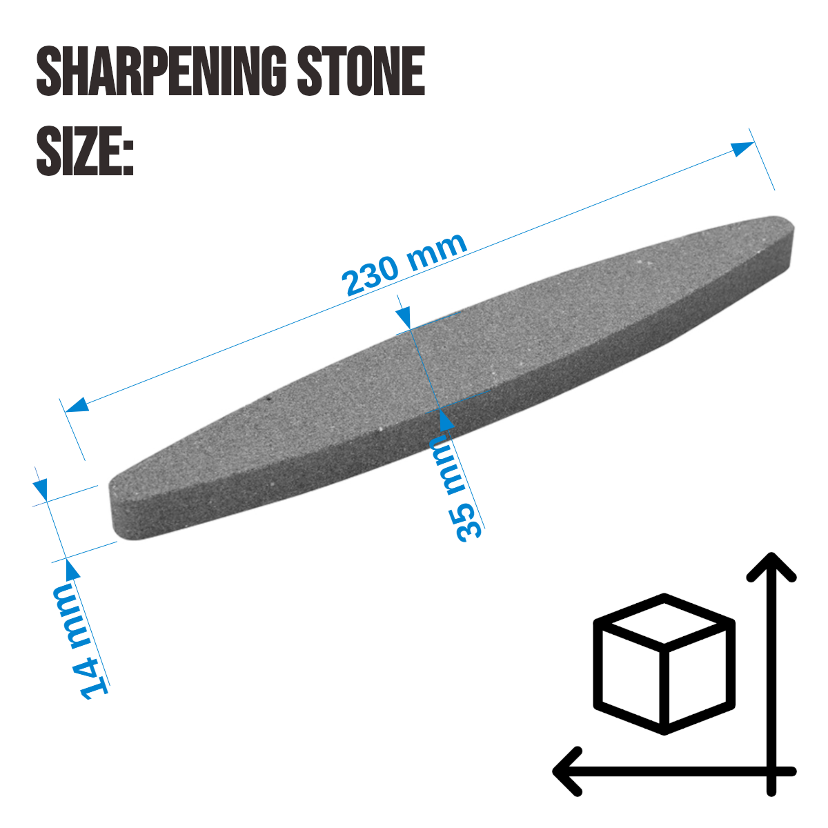 Double-Sided Sharpening Stone 230 mm / 9" - Oval Whetstone for Knives, Scythes, Chisels, Blades, Scissors, Tools - Fine Grit
