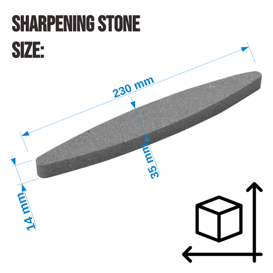 Double-Sided Sharpening Stone 230 mm / 9" - Oval Whetstone for Knives, Scythes, Chisels, Blades, Scissors, Tools - Fine Grit