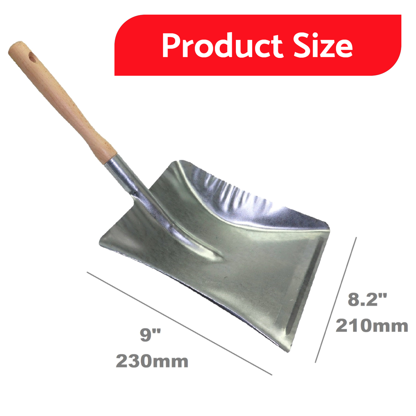 Universal Galvanized Dustpan / Coal Shovel with Handle - Heavy Duty, Rust-Resistant, Multipurpose Cleaning Tool