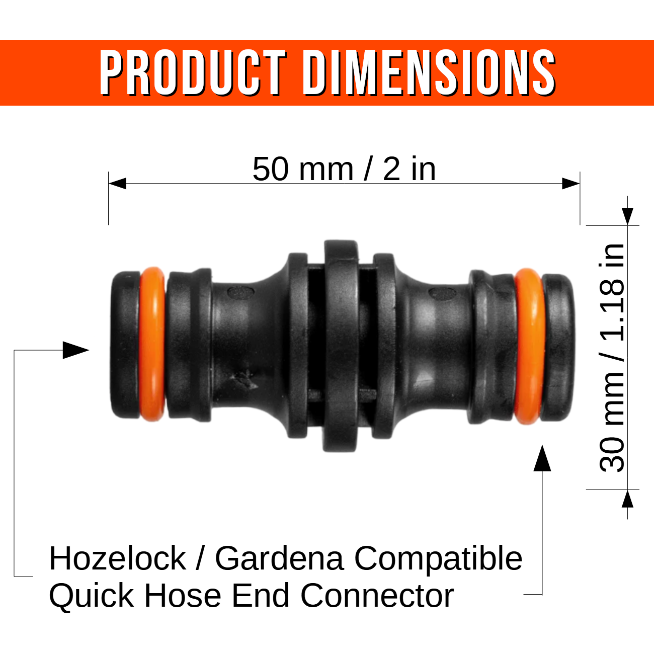 Double Male Hose Connector Coupler Extender Joiner - Leak-Proof & Durable - Compatible with Hozelock, Gardena (Black x 2 Pcs)