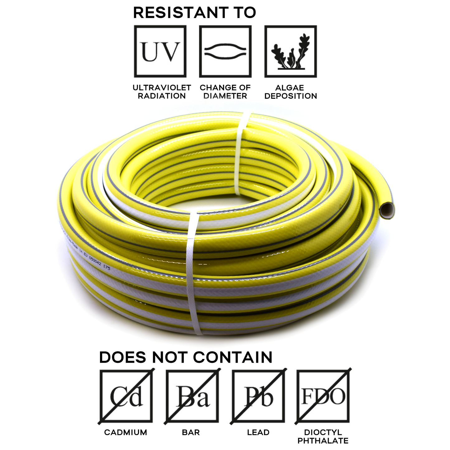 20 m / 65 ft Garden Hose Pipe - 1/2" Anti-Kink 4-Layer Reinforced Non-Toxic Phthalate-Free PVC Hosepipe - Watering Tube - Yellow