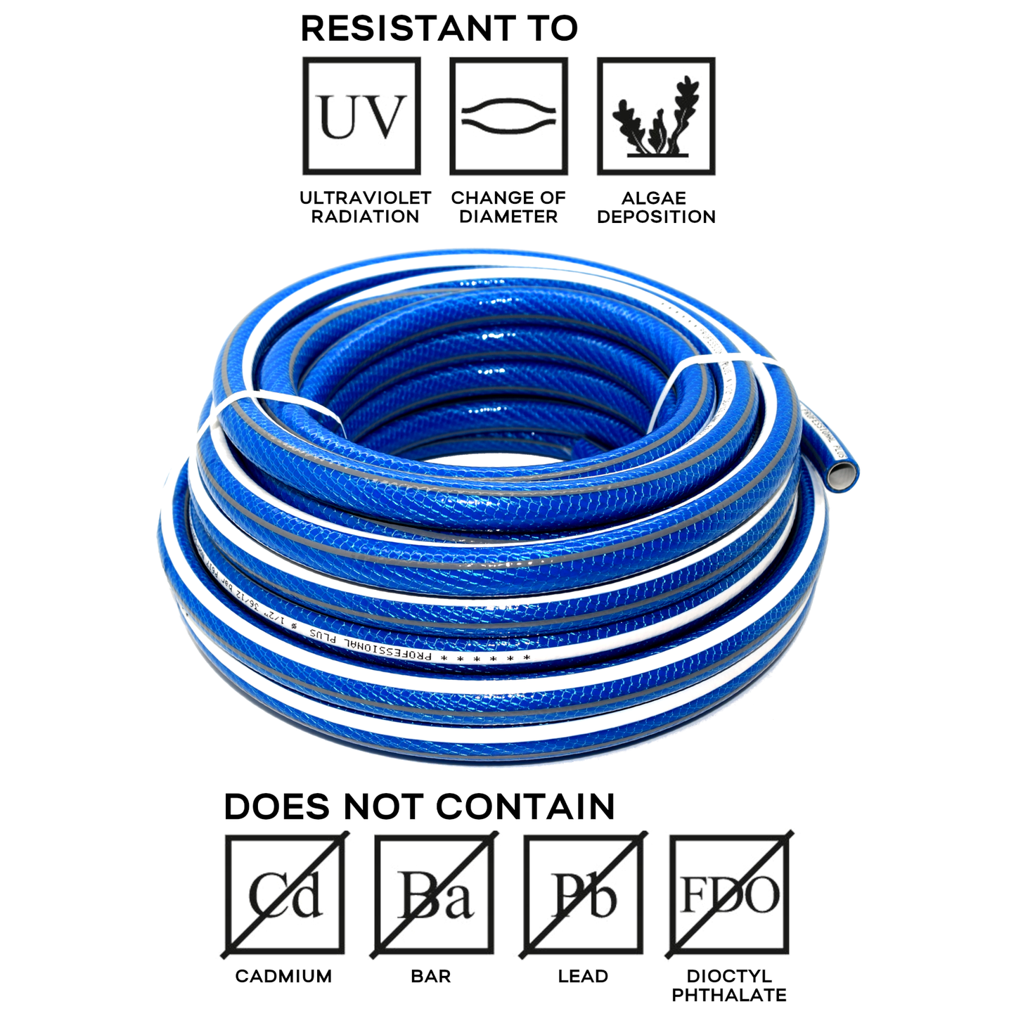 30 m / 98 ft Garden Hose Pipe - 1/2" Kink-Free 6-Layer Reinforced Non-Toxic Phthalate-Free PVC Hosepipe - Watering Tube - Blue