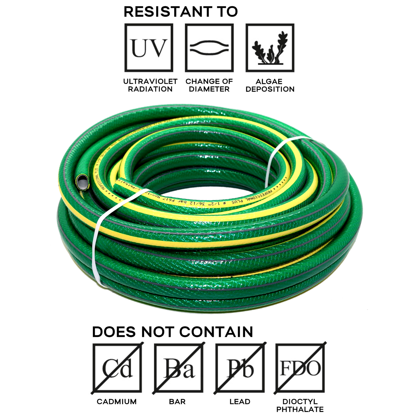 50 m / 164 ft Garden Hose Pipe - 1/2" Kink-Free 6-Layer Reinforced Non-Toxic Phthalate-Free PVC Hosepipe - Watering Tube - Green