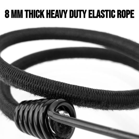 12 x 130 cm / 51" Heavy Duty Bungee Cord with Hooks - Strong 8mm Elastic Luggage Straps for Roof Rack, Travel, Camping, Car Boot
