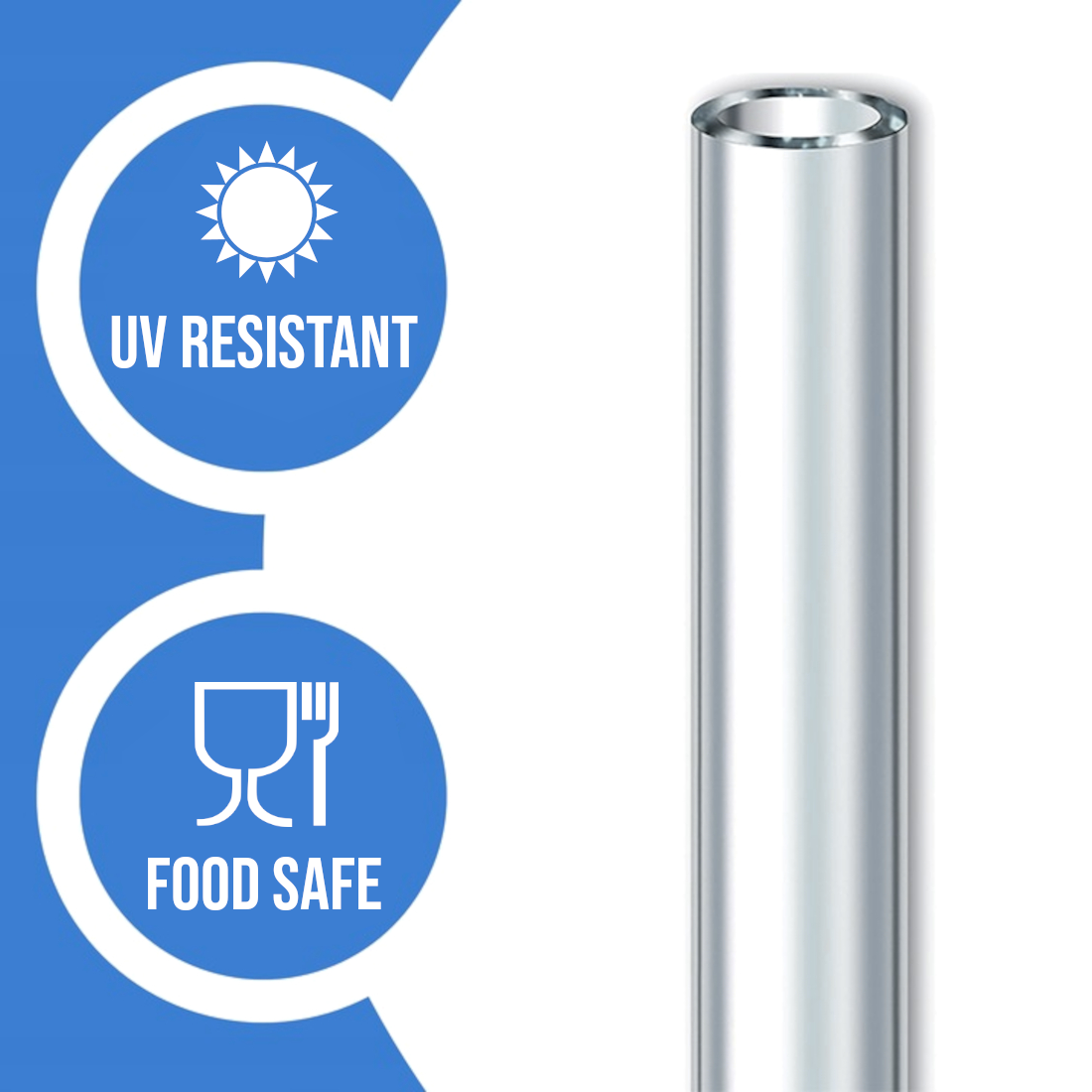 2 m / 6.5 ft of 10 mm Clear PVC Food Grade Hose - Flexible Non-Toxic Hose Pipe for Drinking Water, Aquarium Air Line, Fish Tank