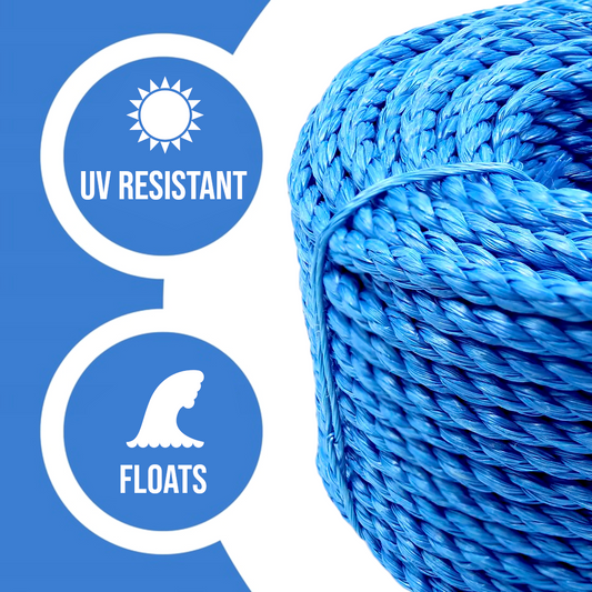 10 m / 32.8 ft x 10 mm Blue Polypropylene Rope - Strong Weatherproof Cord for Marine, Garden, Camping, DIY, Barrier, Mooring Use
