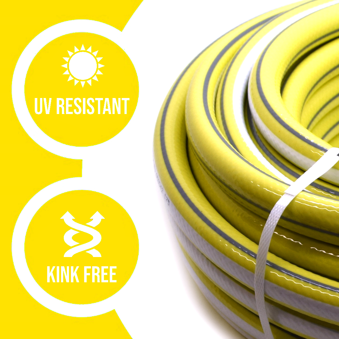 20 m / 65 ft Garden Hose Pipe - 1/2" Anti-Kink 4-Layer Reinforced Non-Toxic Phthalate-Free PVC Hosepipe - Watering Tube - Yellow