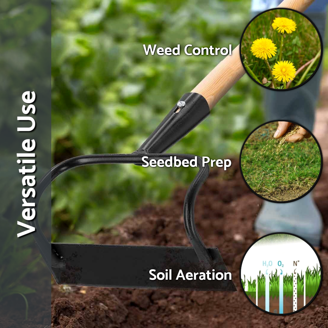 Hoe Swan Neck Cultivator Heavy-Duty Solid Steel Soil Digging Dutch Gardening and Landscaping Tool (16 cm, Head only)