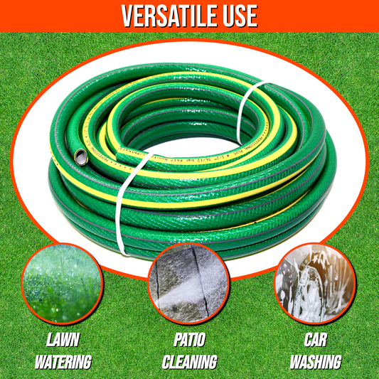 50 m / 164 ft Garden Hose Pipe - 1/2" Kink-Free 6-Layer Reinforced Non-Toxic Phthalate-Free PVC Hosepipe - Watering Tube - Green