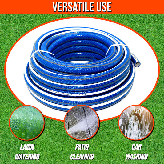 50 m / 164 ft Garden Hose Pipe - 1/2" Kink-Free 6-Layer Reinforced Non-Toxic Phthalate-Free PVC Hosepipe - Watering Tube - Blue