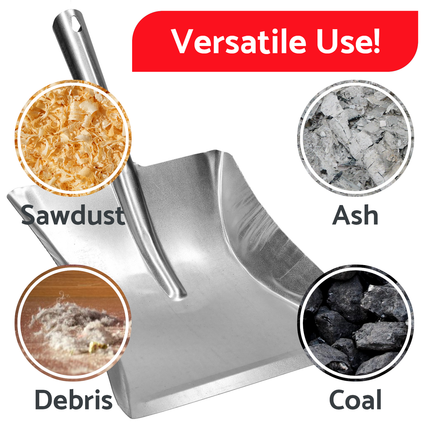 Universal Galvanized Dustpan and Coal Shovel - Heavy Duty, Rust-Resistant, Multipurpose Cleaning Tool