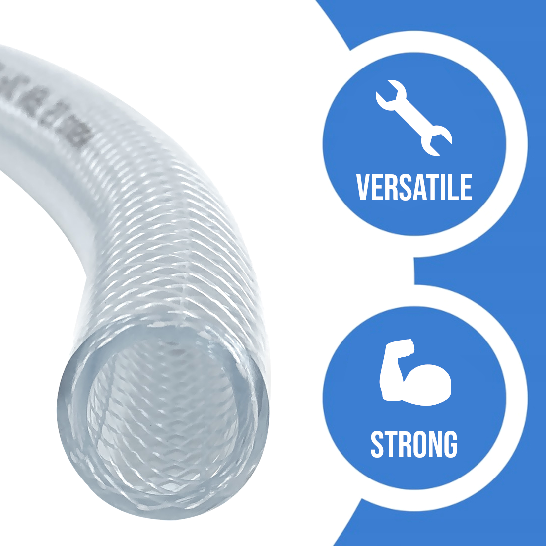 2 m of 10 mm ID Food Grade Reinforced Hose Pipe - 4-Layer PVC Tube for Water, Air - Braided Heavy Duty Pipe for Workshop, Garden
