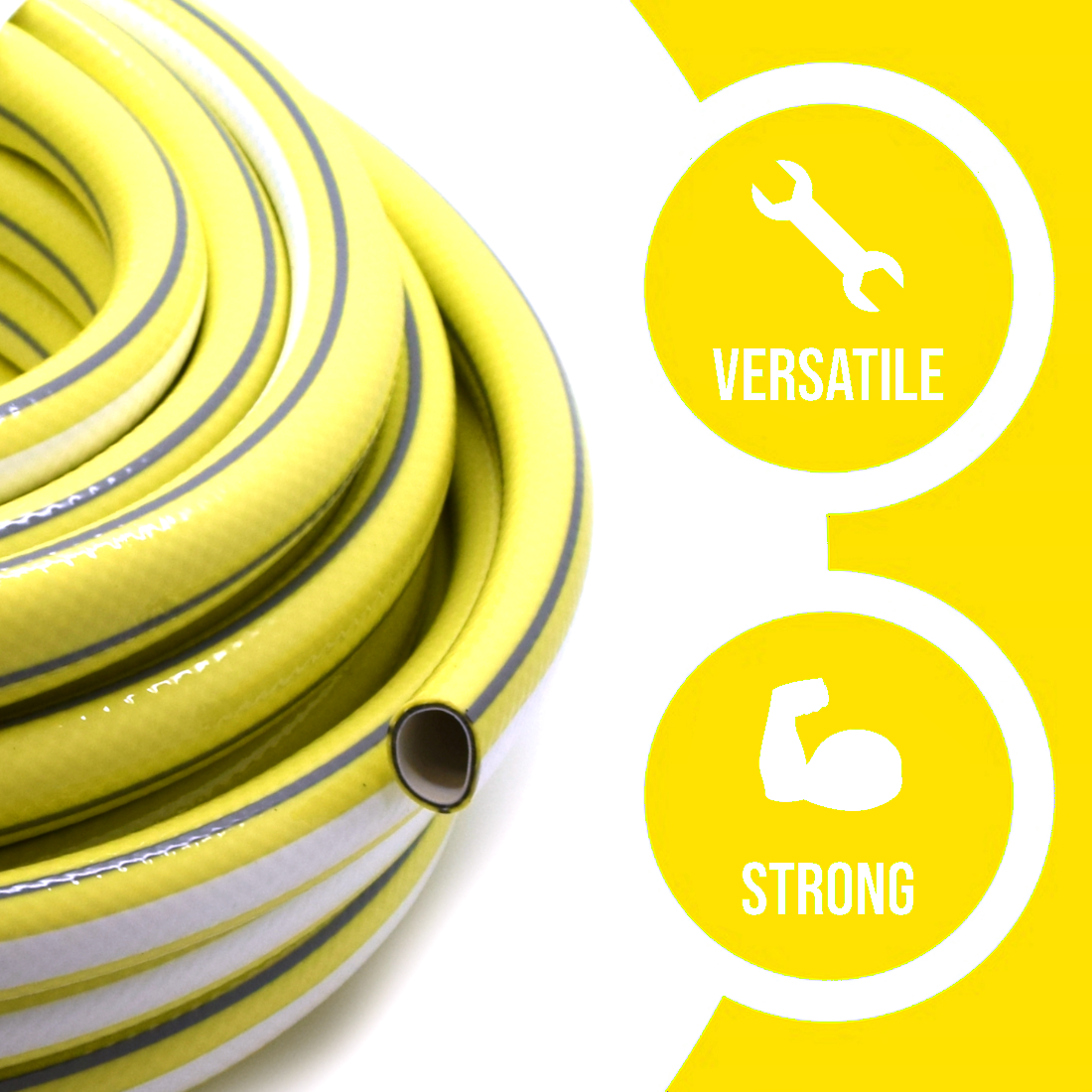 20 m / 65 ft Garden Hose Pipe - 1/2" Anti-Kink 4-Layer Reinforced Non-Toxic Phthalate-Free PVC Hosepipe - Watering Tube - Yellow
