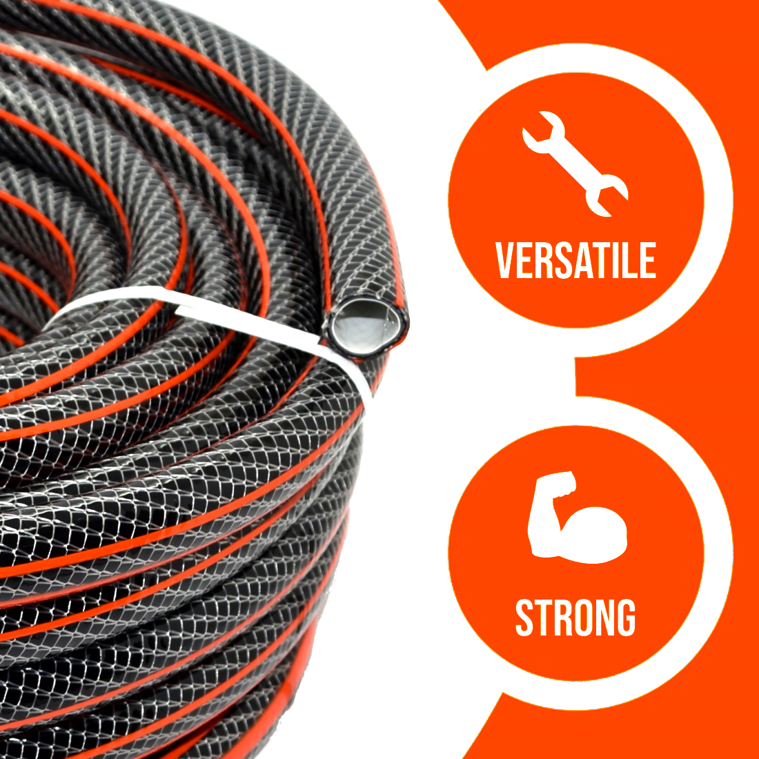 50 m / 164 ft Garden Hose Pipe - 1/2" Kink-Free 6-Layer Reinforced Non-Toxic Phthalate-Free PVC Hosepipe - Watering Tube - Black