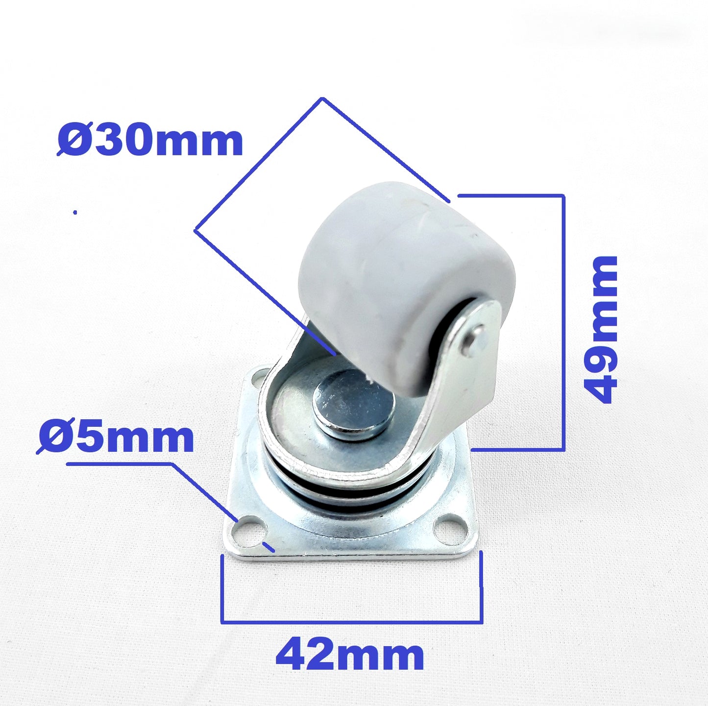 Pack of 5 x Heavy-Duty Furniture Caster Wheel 30 mm - Rubber, Ball Bearings, Smooth Rolling, Swivel Plate, No-Scratch