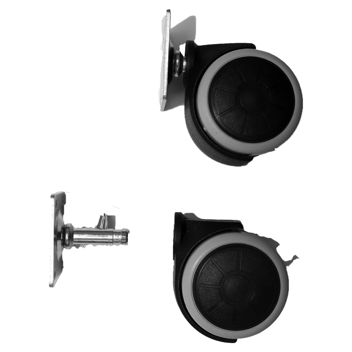 Pack of 4 x Rubber Swivel Furniture Castors Wheels - 40 mm Universal Casters Wheels - Non-Marking, Silent