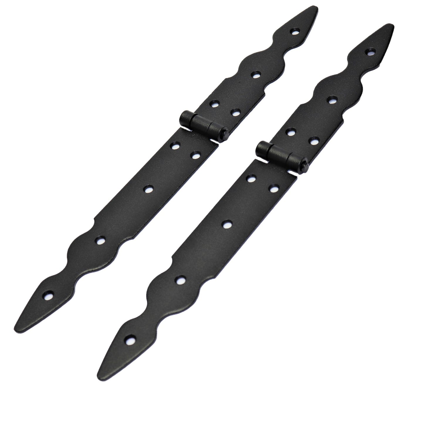 2 Pcs x 150+200 mm Backflap Hinge Black, Retro Steel Back Flap Hinges, Weather Resistant, Rust Proof Powder Coating, Strap Hinges
