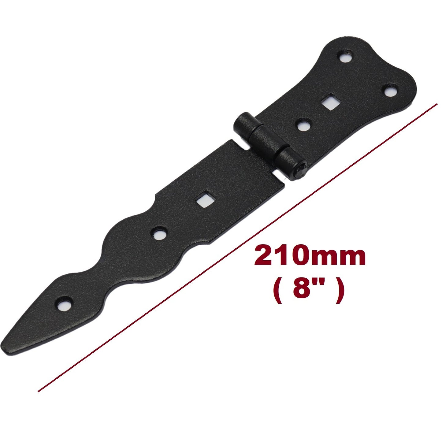 Pack of 1 x 150 mm Narrow T-Hinge Black, Retro Steel Tee Hinges, Weather Resistant, Rust Proof Powder Coating, T Strap Hinges