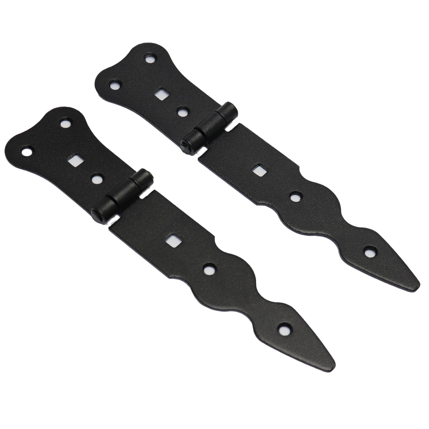 Pack of 2 x 150 mm Narrow T-Hinge Black, Retro Steel Tee Hinges, Weather Resistant, Rust Proof Powder Coating, T Strap Hinges