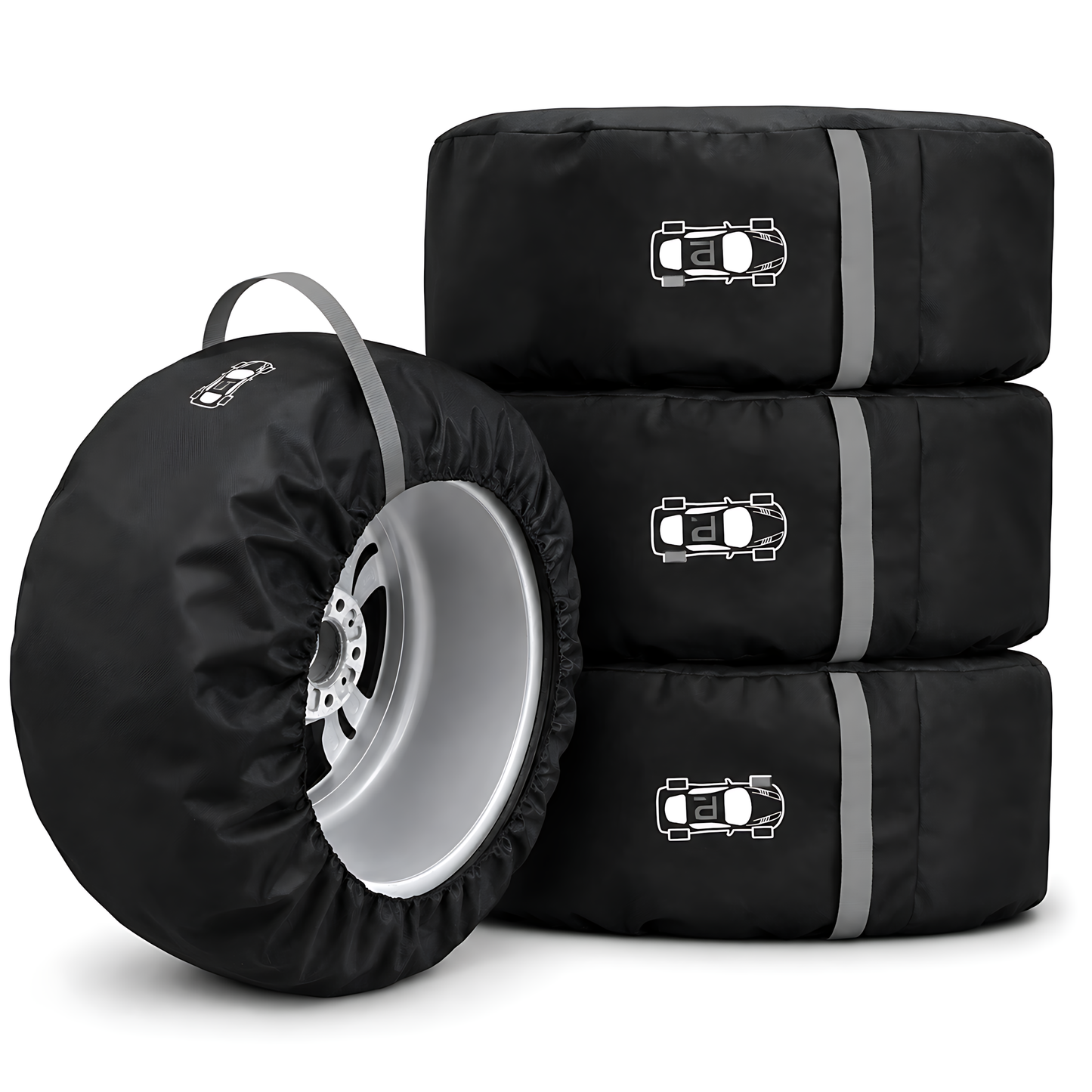 Wheel and Tyre Storage Bags 20-23 Inch - Set of 4 PP Covers with Labels and Carry Straps - Max 85cm - for Alloy and Steel Rims
