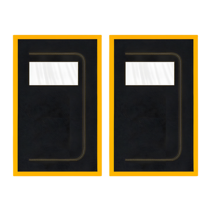 2 x Dust Door with Window & Zip 110 x 220 cm - Dust-Barrier Doorway Curtain - Two-Way C-Path Zip - Viewing Panel - Tape-Mount