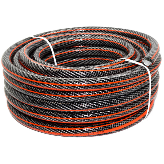 50 m / 164 ft Garden Hose Pipe - 1/2" Kink-Free 6-Layer Reinforced Non-Toxic Phthalate-Free PVC Hosepipe - Watering Tube - Black